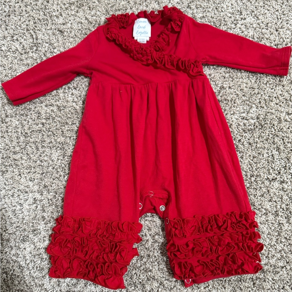 Red Ruffled Romper